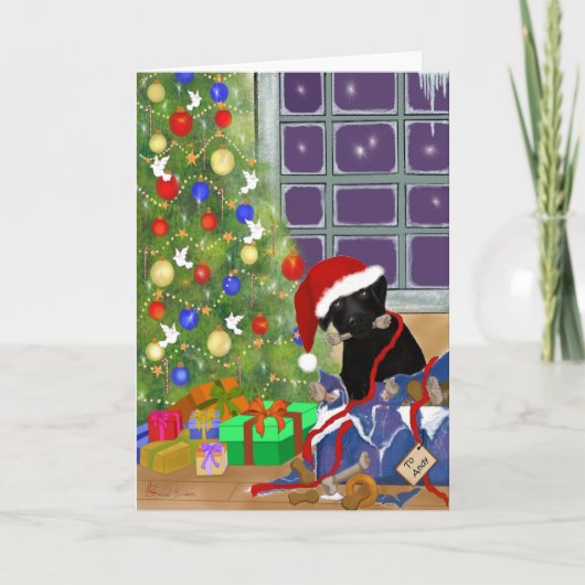 Cartes Pour Fêtes Annuelles Noir du Labrador Noir (Devant)