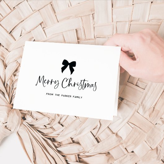 Cartes Pour Fêtes Annuelles Noir et blanc avec Bow | Joyeux Noël