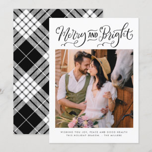 Cartes Pour Fêtes Annuelles Noir et blanc Joyeux Bright Photo Noël