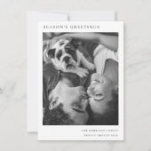 Cartes Pour Fêtes Annuelles Noir et blanc Minimal Simple Photo de Noël (Devant)