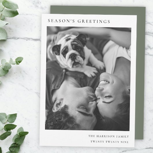 Cartes Pour Fêtes Annuelles Noir et blanc Minimal Simple Photo de Noël