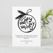 Cartes Pour Fêtes Annuelles Noir et blanc moderne plat de Noël (Debout devant)