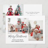 Cartes Pour Fêtes Annuelles Noir et blanc Script Trois photos Joyeux Noël (Devant / Derrière)