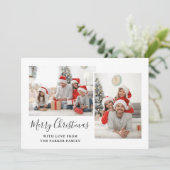 Cartes Pour Fêtes Annuelles Noir et blanc Script Trois photos Joyeux Noël (Debout devant)