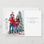 Cartes Pour Fêtes Annuelles Noir et blanc Script Trois photos Joyeux Noël (Dos)