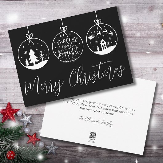Cartes Pour Fêtes Annuelles Noir Et Blanc Simple Joyeux Noël
