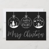 Cartes Pour Fêtes Annuelles Noir Et Blanc Simple Joyeux Noël (Devant)