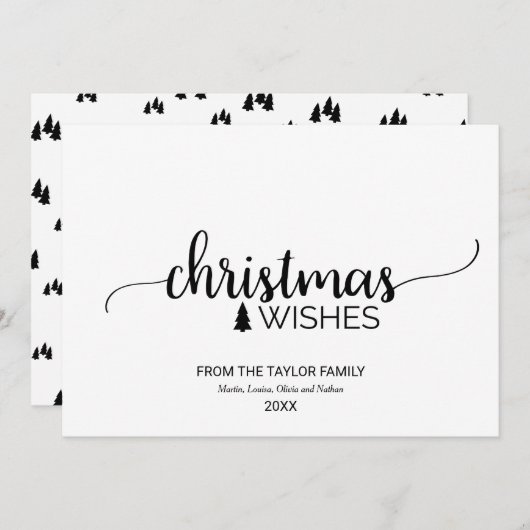 Cartes Pour Fêtes Annuelles Noir et blanc simple Noël (Devant / Derrière)