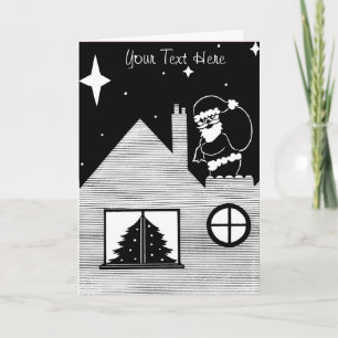 Cartes Pour Fêtes Annuelles noir et blanc witsack on roof christmas