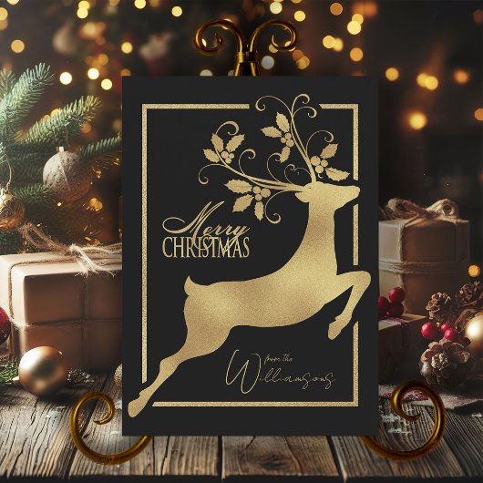 Cartes Pour Fêtes Annuelles Noir Et Or Rinder Joyeux voeux de Noël