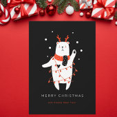 Cartes Pour Fêtes Annuelles Noir et Rouge Mette Ours Noël
