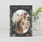 Cartes Pour Fêtes Annuelles Noir et Rouge Simple Joyeux Noël (Debout devant)