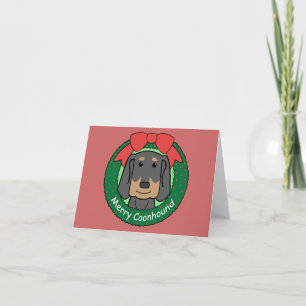 Cartes Pour Fêtes Annuelles Noir et Tan Coonhound Noël