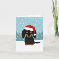 Noir et Tan Dachshund Père Noël