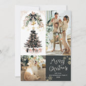 Cartes Pour Fêtes Annuelles Noir foncé moderne Bow Joyeux Noël 2 Photo (Devant)