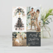 Cartes Pour Fêtes Annuelles Noir foncé moderne Bow Joyeux Noël 2 Photo (Debout devant)