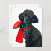 Cartes Pour Fêtes Annuelles Noir Jouet de Noël Poodle Chien Reindeer Écharpe r (Devant / Derrière)