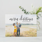 Cartes Pour Fêtes Annuelles Noir Joyeux Noël Rustique Calligraphie Photo (Debout devant)