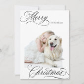 Cartes Pour Fêtes Annuelles Noir Joyeux Noël Script Mini photo (Devant)