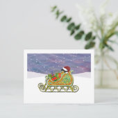 Cartes Pour Fêtes Annuelles Noir Lab Sleigh Noël (Debout devant)