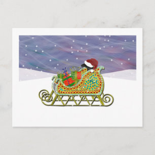 Cartes Pour Fêtes Annuelles Noir Lab Sleigh Noël
