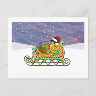 Cartes Pour Fêtes Annuelles Noir Lab Sleigh Noël