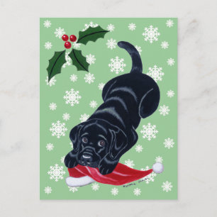 Cartes Pour Fêtes Annuelles Noir Labrador Chiot et Noël