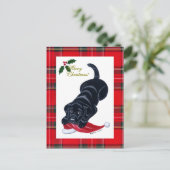 Cartes Pour Fêtes Annuelles Noir Labrador Chiot et Santa Hat Noël (Debout devant)
