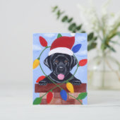 Cartes Pour Fêtes Annuelles Noir Labrador Chiot Noël (Debout devant)
