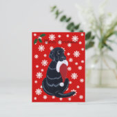 Cartes Pour Fêtes Annuelles Noir Labrador et Santa Hat Snowflake Noël (Debout devant)