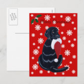 Cartes Pour Fêtes Annuelles Noir Labrador et Santa Hat Snowflake Noël (Devant / Derrière)