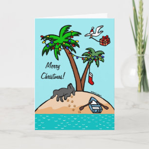 Cartes Pour Fêtes Annuelles Noir Labrador Tropical Christmas