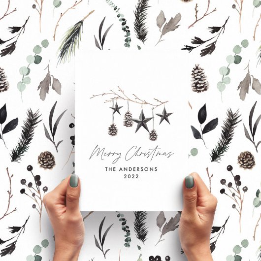 Cartes Pour Fêtes Annuelles Noir moderne scandi élégant script Noël