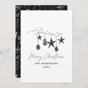 Cartes Pour Fêtes Annuelles Noir moderne scandi élégant script Noël Vacances