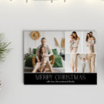 Cartes Pour Fêtes Annuelles NOIR Noël Elegant 4 Collage Message photo<br><div class="desc">Partagez les moments forts de votre famille avec cette carte de Noël en revue qui présente un design simple, minimal et propre. L'avant comprend un collage moderne de quatre photos jumelé à l'accueil festif "Joyeux Noël" dans une élégante police serif sur une couleur classique et NOIR SANS TEMPS, avec espace...</div>