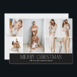 Cartes Pour Fêtes Annuelles NOIR Noël Elegant 6 Collage Message photo<br><div class="desc">Partagez les moments forts de votre famille avec cette carte de Noël en revue qui présente un design simple, minimal et propre. Le devant comprend un collage moderne de 6 photos jumelé à l'accueil festif "Joyeux Noël" dans une élégante police serif sur une couleur noire chic, avec espace pour personnaliser...</div>