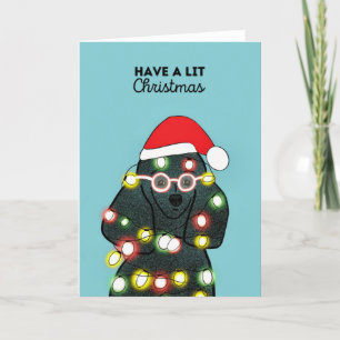 Cartes Pour Fêtes Annuelles Noir Poodle Noël