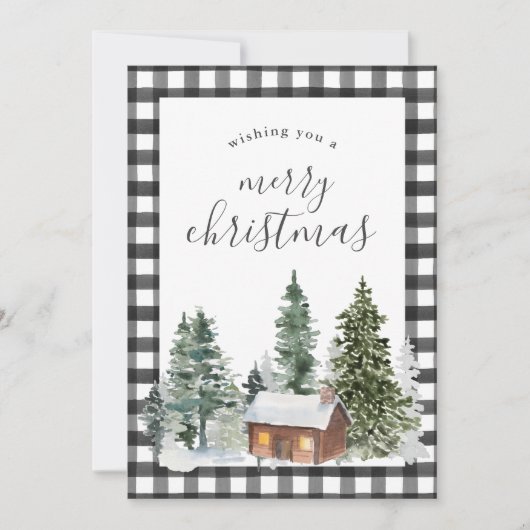 Cartes Pour Fêtes Annuelles Noir Russe Blanc Buffle Check Plaid Noël (Devant)