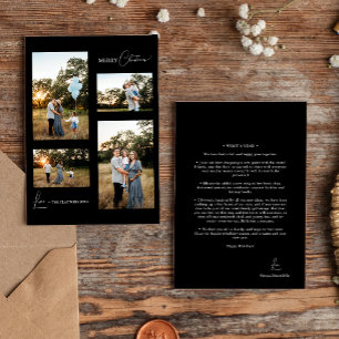 Cartes Pour Fêtes Annuelles Noir Simple moderne Noël Quatre photos Collage