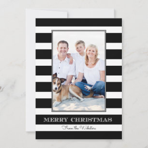Cartes Pour Fêtes Annuelles Noir White Stripe Joyeux Noël Photo