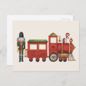Cartes Pour Fêtes Annuelles Noisette de Noël avec train (Devant / Derrière)