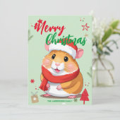 Cartes Pour Fêtes Annuelles Nom de famille de Noël de hamster mignon de Père N (Debout devant)