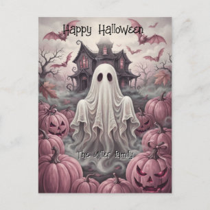 Cartes Pour Fêtes Annuelles Nom de famille personnalisé Maison hantée et fantô