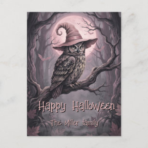 Cartes Pour Fêtes Annuelles Nom de famille personnalisé Vintage Hibou & Lune r