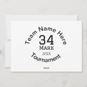 Cartes Pour Fêtes Annuelles Nom de l'équipe ici ajouter nom tournoi année text (Dos)