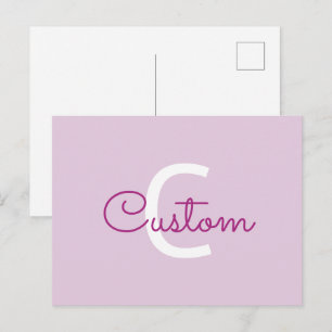 Cartes Pour Fêtes Annuelles Nom de script & monogramme Magenta & Violet clai