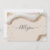 Cartes Pour Fêtes Annuelles Nom en écriture & Message, Cœurs Pailletés, Marbre (Devant)