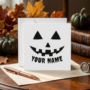 Cartes Pour Fêtes Annuelles Nom Halloween Citrouille Personnalisé Noir & Blanc