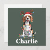 Cartes Pour Fêtes Annuelles Nom personnalisé Beagle de Noël Amoureux des chien (Devant / Derrière)