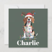 Cartes Pour Fêtes Annuelles Nom personnalisé Beagle de Noël Amoureux des chien (Devant)